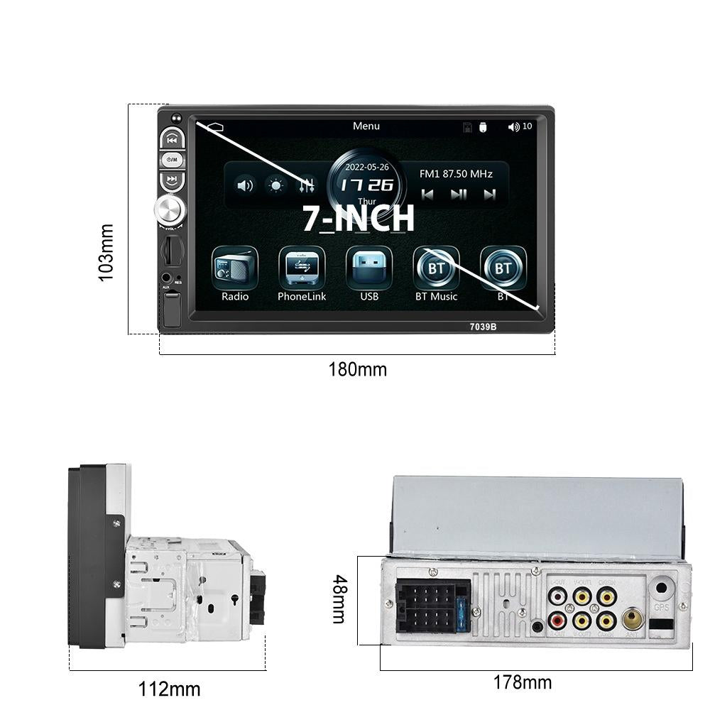 7 Inch Mp5 Bluetooth Carplay Player With Reversing Camera - Standard + 12 Lights 3