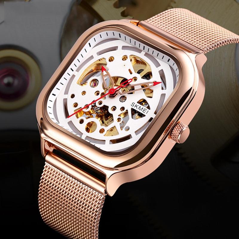 Men Automatic Tourbillon Watch with Mesh Band - Rose Gold 3
