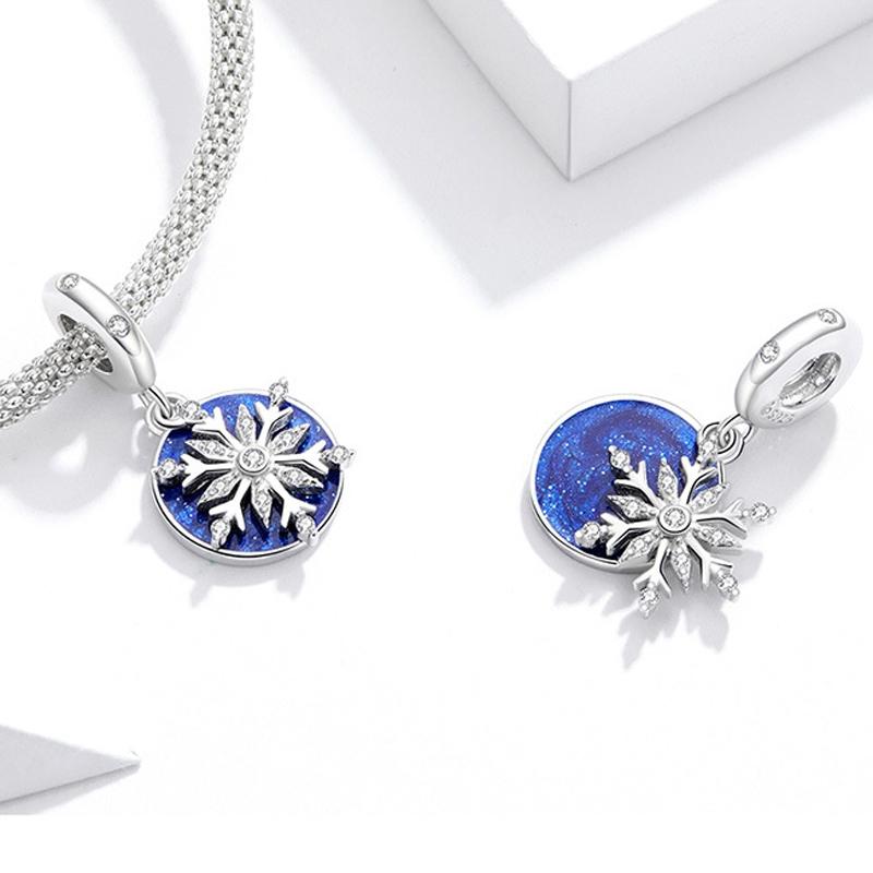 925 Sterling Silver Diy Winter Snowflake Bracelet Bead 4