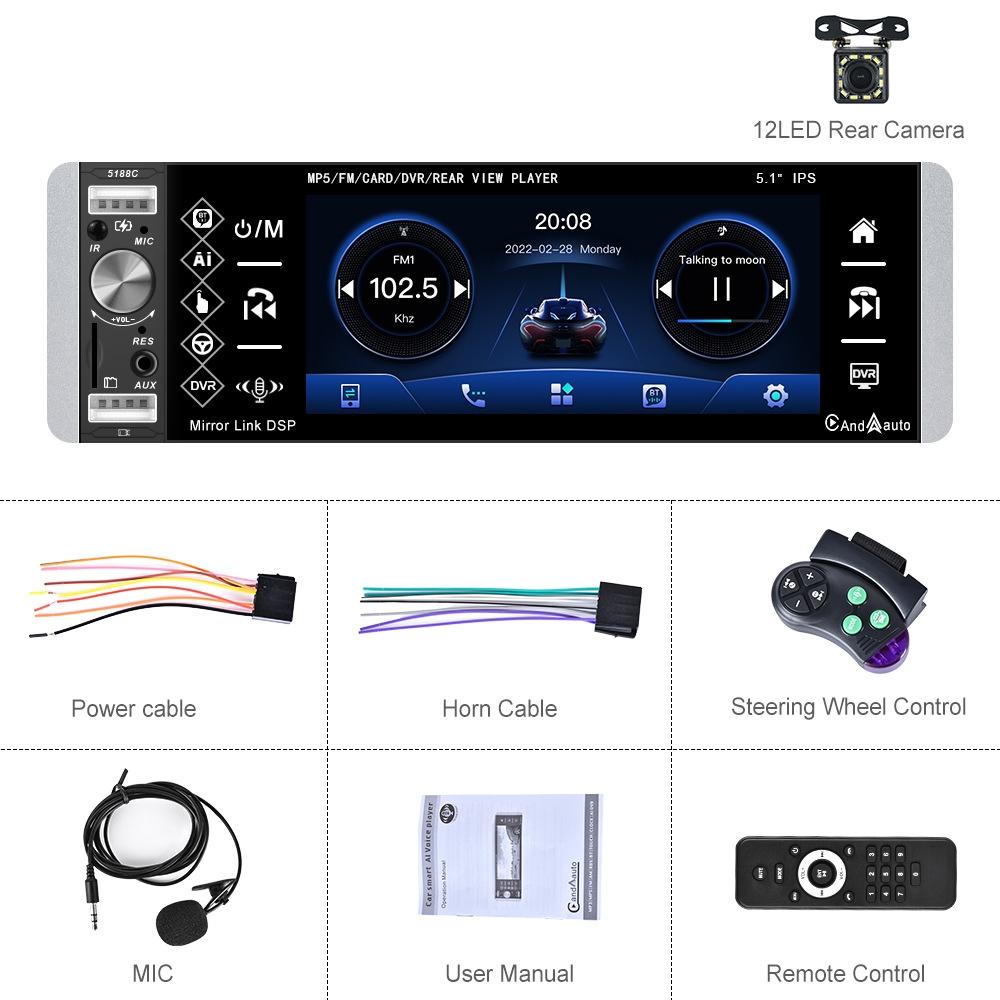 5.1 Inch Ips Capacitive Carplay Player + 12 Light Camera - Standard 3