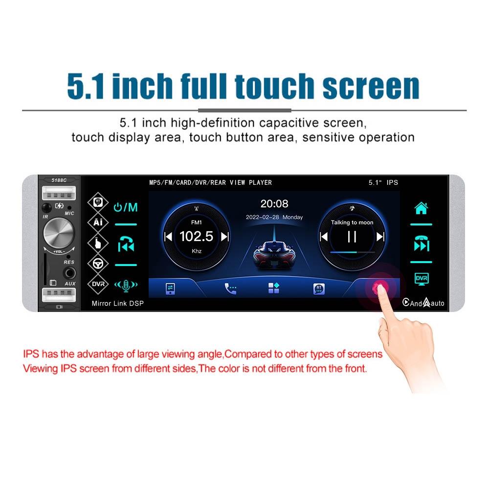 5.1 Inch Ips Capacitive Carplay Player + 12 Light Camera - Standard 5