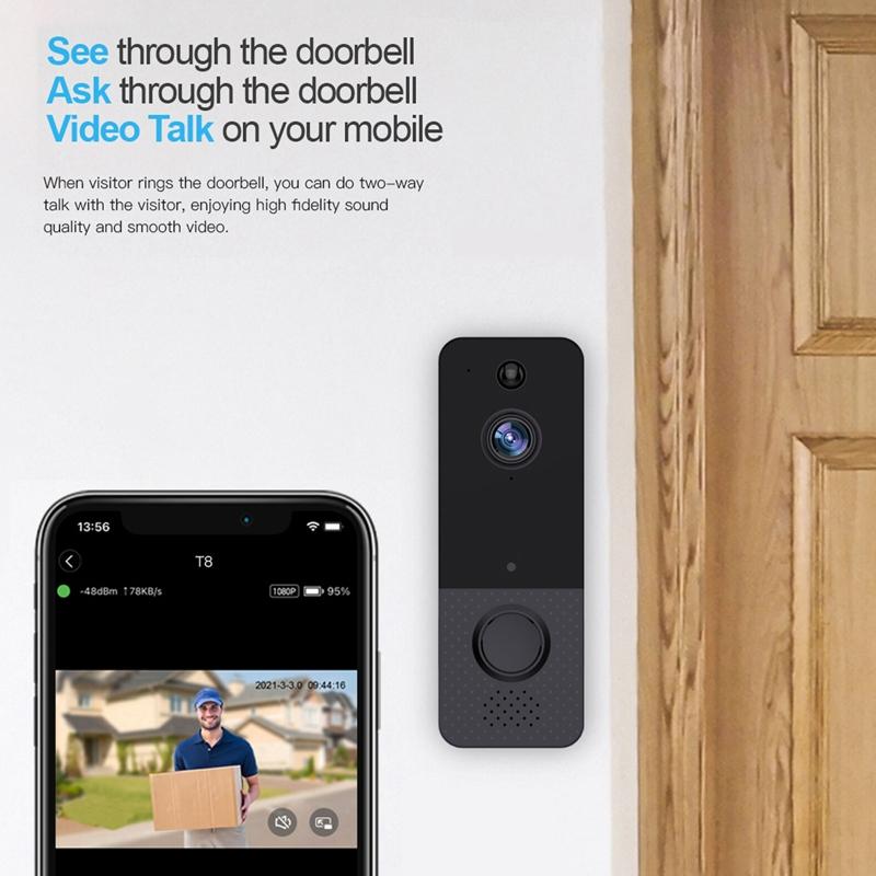 Wireless Wifi Video Doorbell With Night Vision And Ai Recognition - 720P - Alone Machine 5