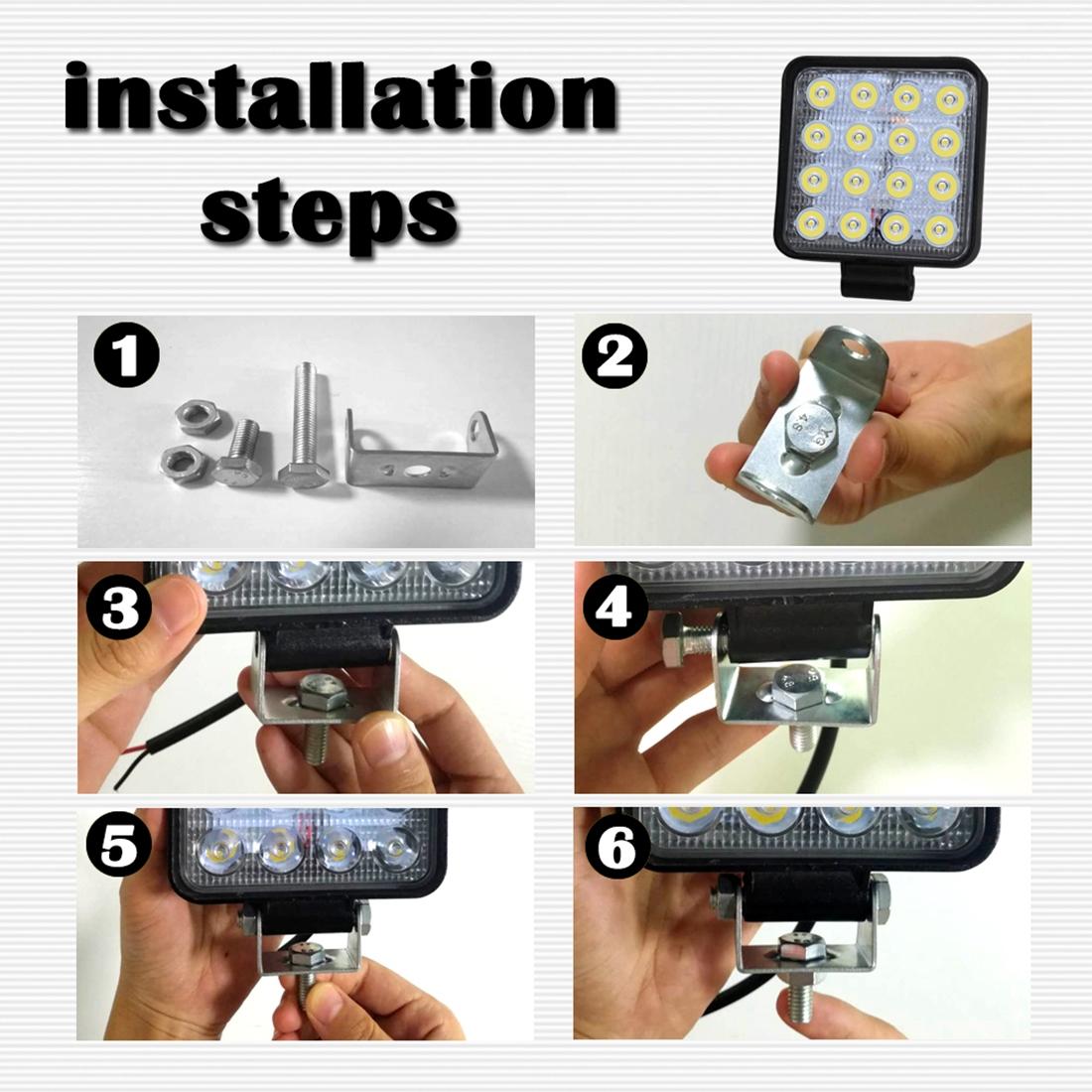 12W White Light Square - Shaped Waterproof Car Boat Marine Work Lights Spotlight Led Bulbs Dc 9 - 30V 8