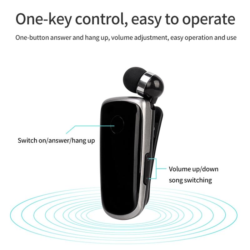 Wireless Bluetooth In-ear Earphone with Vibrating Alert and Hands-free Clip - Rose Red 3