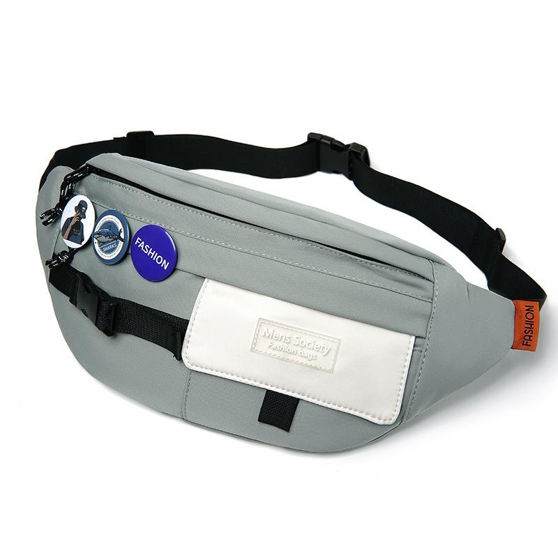 Chest Shoulder Messenger Bag Badge - Grey + Badge + Lanyard 14