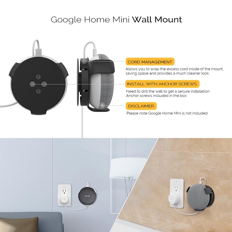 Smart Speaker Wall Bracket for Amazon Echo Dot 3 - Black by Ahastyle - For Amazon Echo Dot 3 White 6