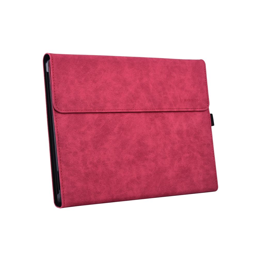 Rose Red Leather Tablet Case For Microsoft Surface Pro X - 13 Inch 3