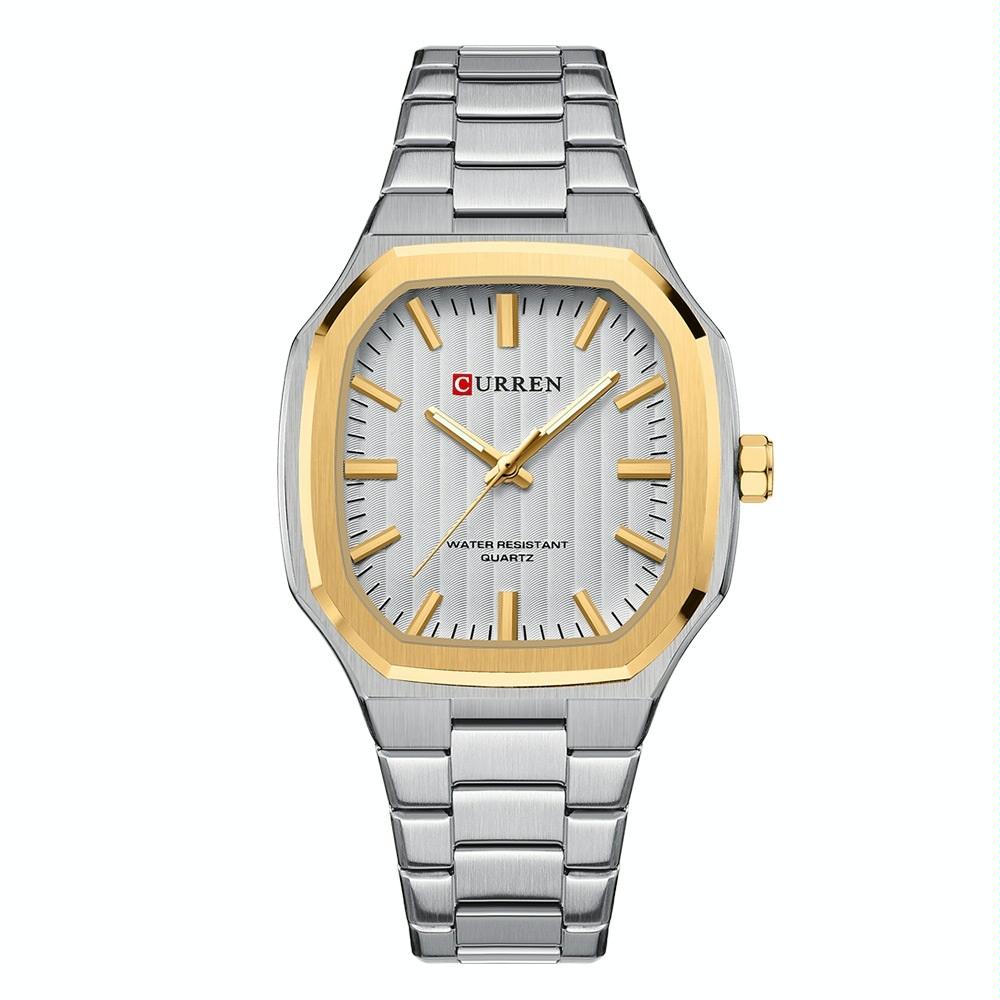 Men Quartz Watch with Steel Strap for Business - White Shell Blue 10