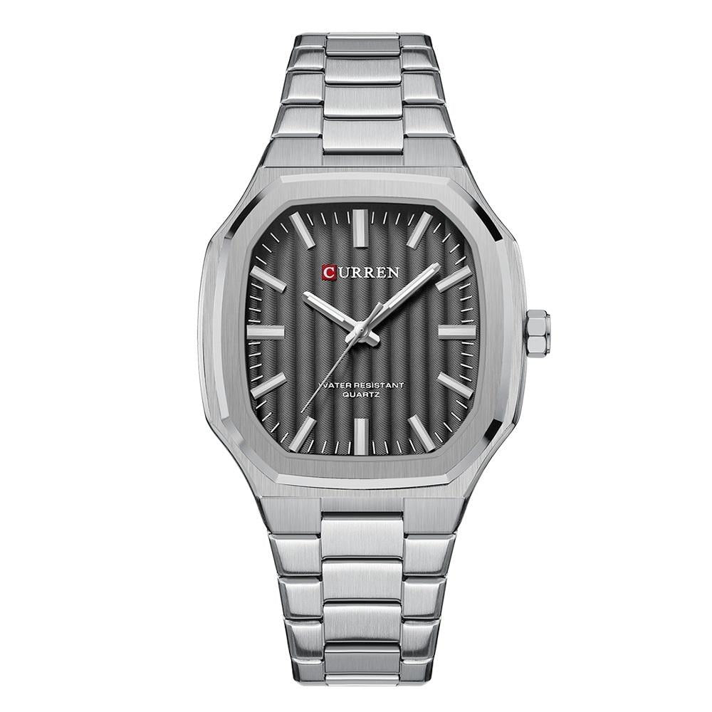 Men Quartz Watch with Steel Strap for Business - White Shell Blue 12