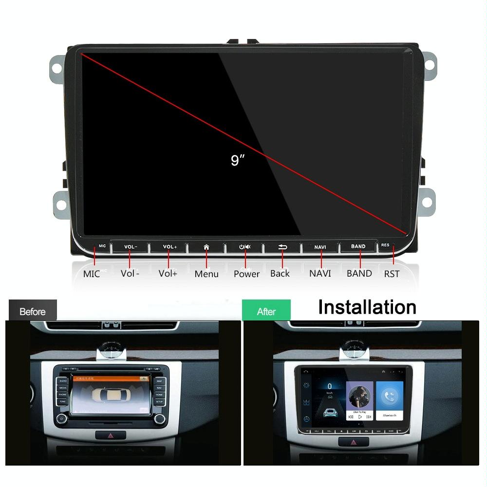 9 Inch Carplay Android10.0 Navigator For Volkswagen - 2 + 64G Central Control Screen 7