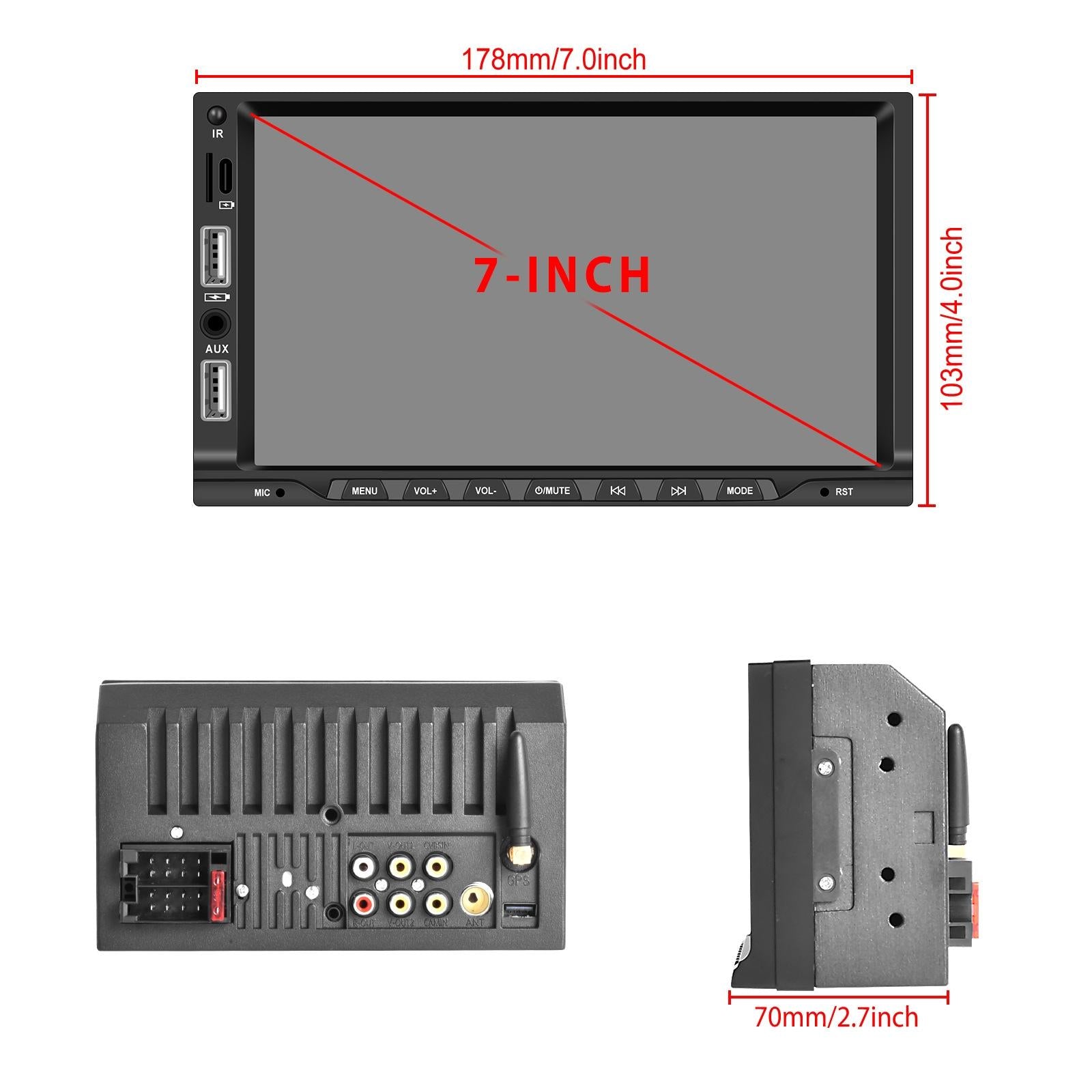 7 Inch Car Mp5 Player Carplay / Android Auto / Mirror Link / Bluetooth - Standard - With Ahd Camera 7