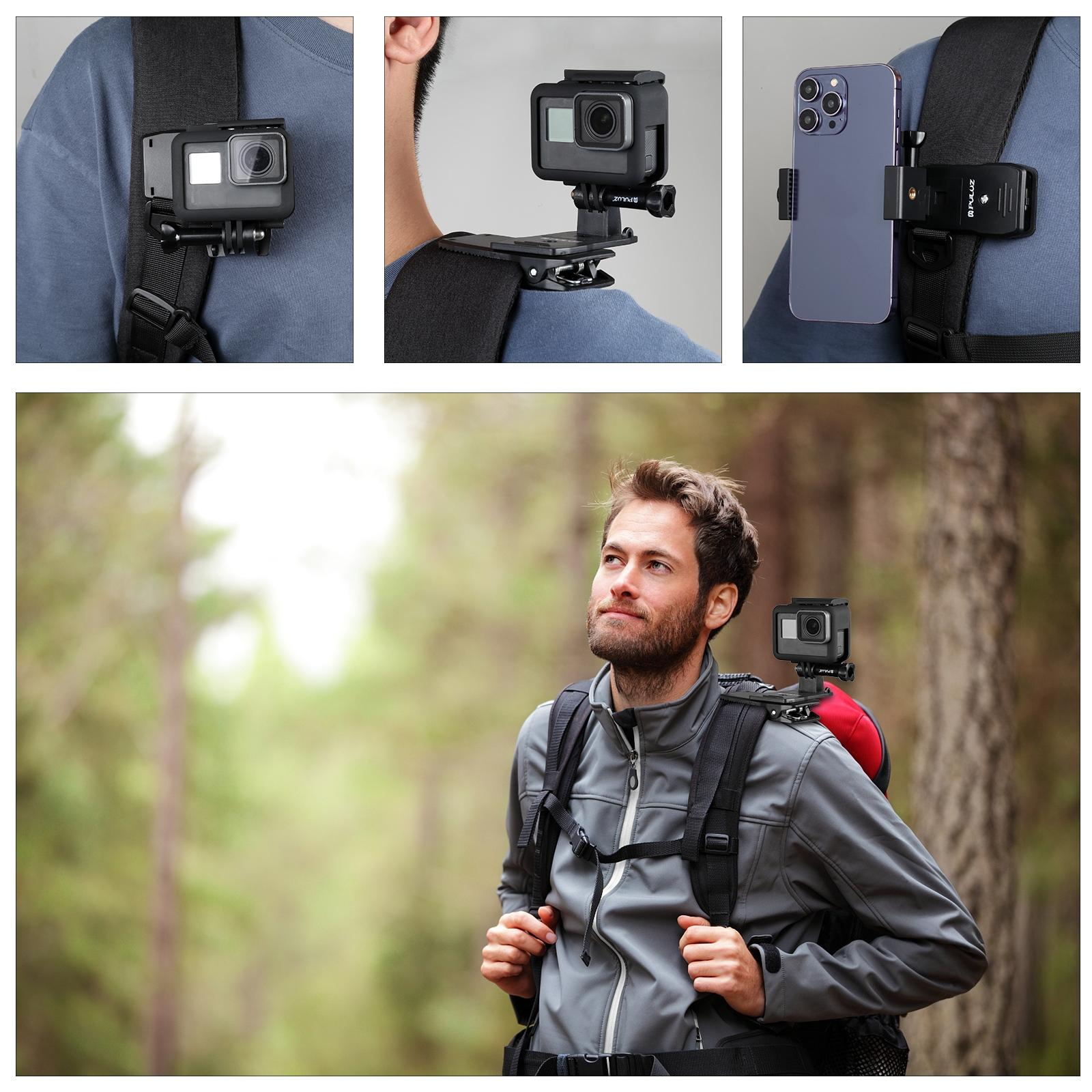 360 Degree Rotating Backpack Hat Mount with Phone Clamp Kit 6