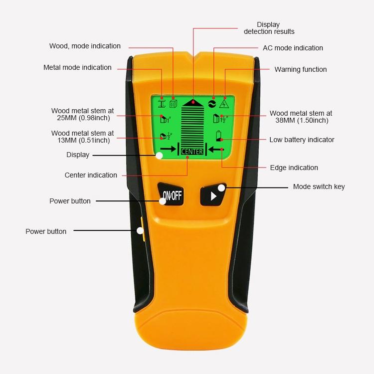3-in-1 Wall Metal Detector for Voltage Cable and Metal Detection 8
