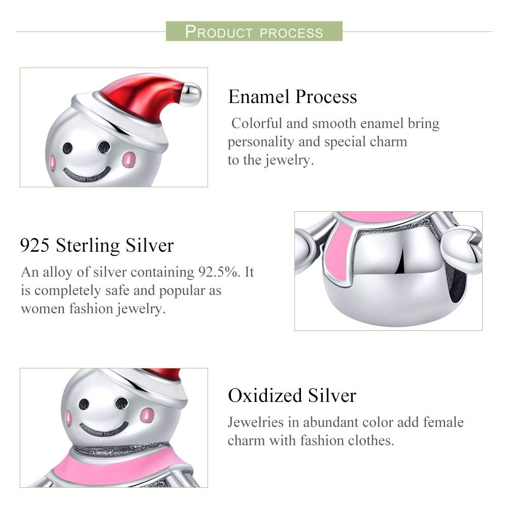 925 Sterling Silver Snowman Bead Pendant For Diy Bracelets & Necklaces 9