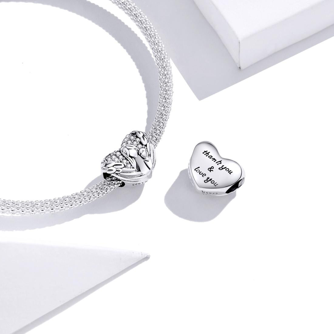 925 Sterling Silver Motherly Love Relief Beads For Diy Bracelets & Necklaces 5