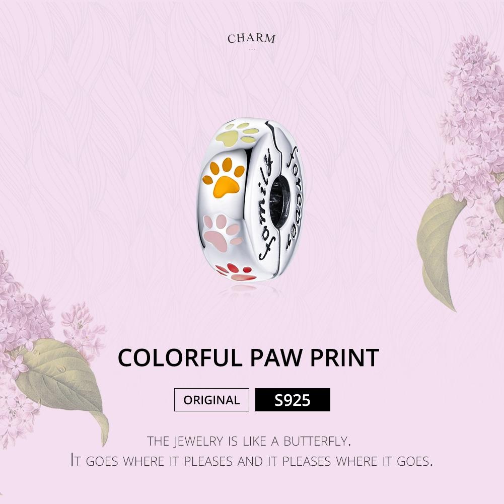 925 Sterling Silver Colorful Paw Print Beads For Diy Bracelets & Necklaces 4