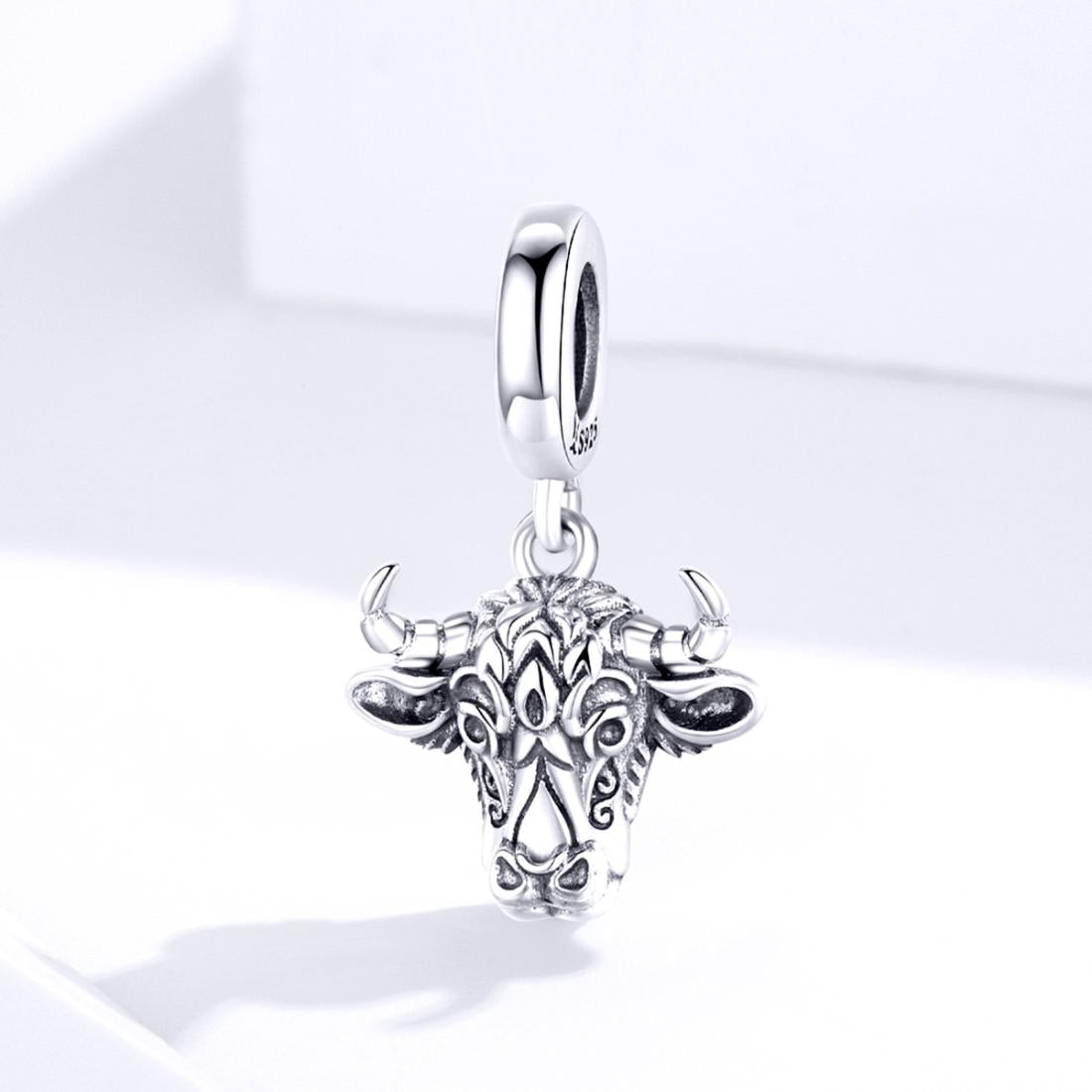 925 Sterling Silver Bull Head Pendant For Bracelet Or Necklace 3