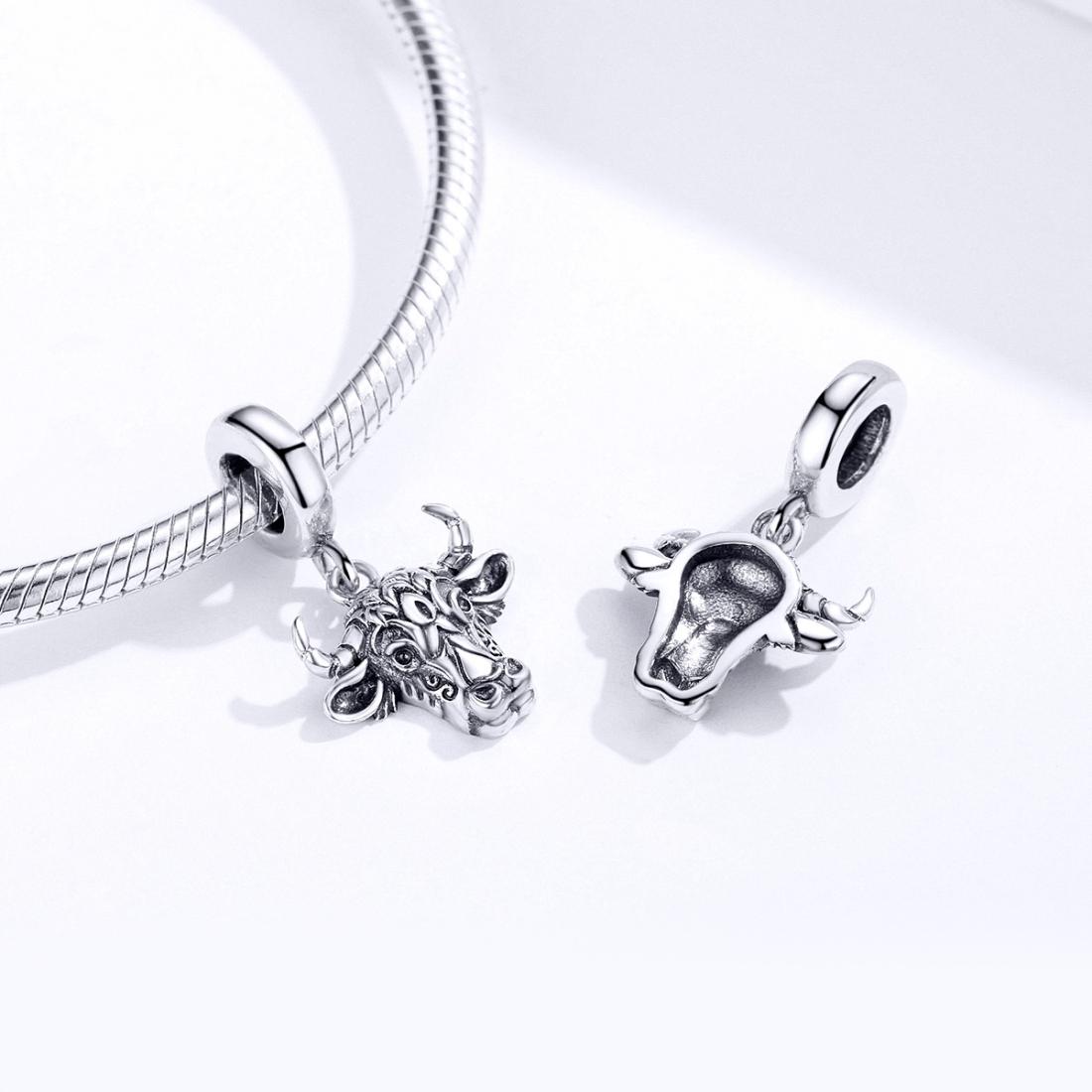 925 Sterling Silver Bull Head Pendant For Bracelet Or Necklace 7