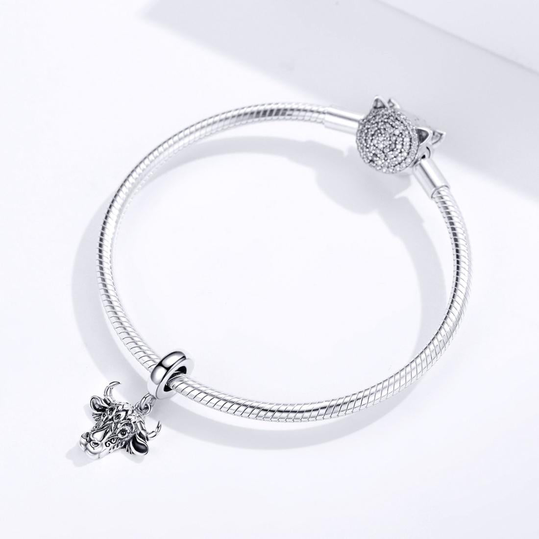 925 Sterling Silver Bull Head Pendant For Bracelet Or Necklace 8