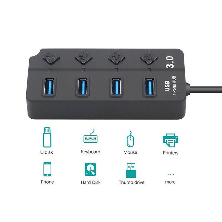 4-Port Usb 3.0 Hub With Switch For Pc / Laptop 7
