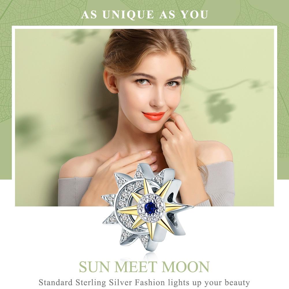 925 Sterling Silver Sun & Moon Beads For Diy Bracelets 4