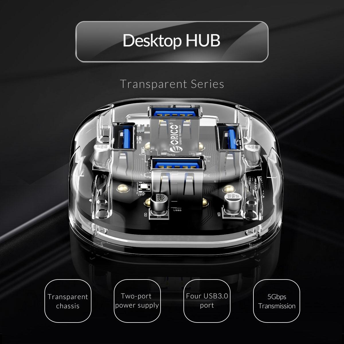 Transparent 4-Port Usb 3.0 Hub 9