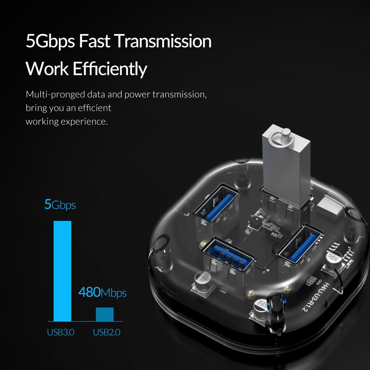 Transparent 4-Port Usb 3.0 Hub 12