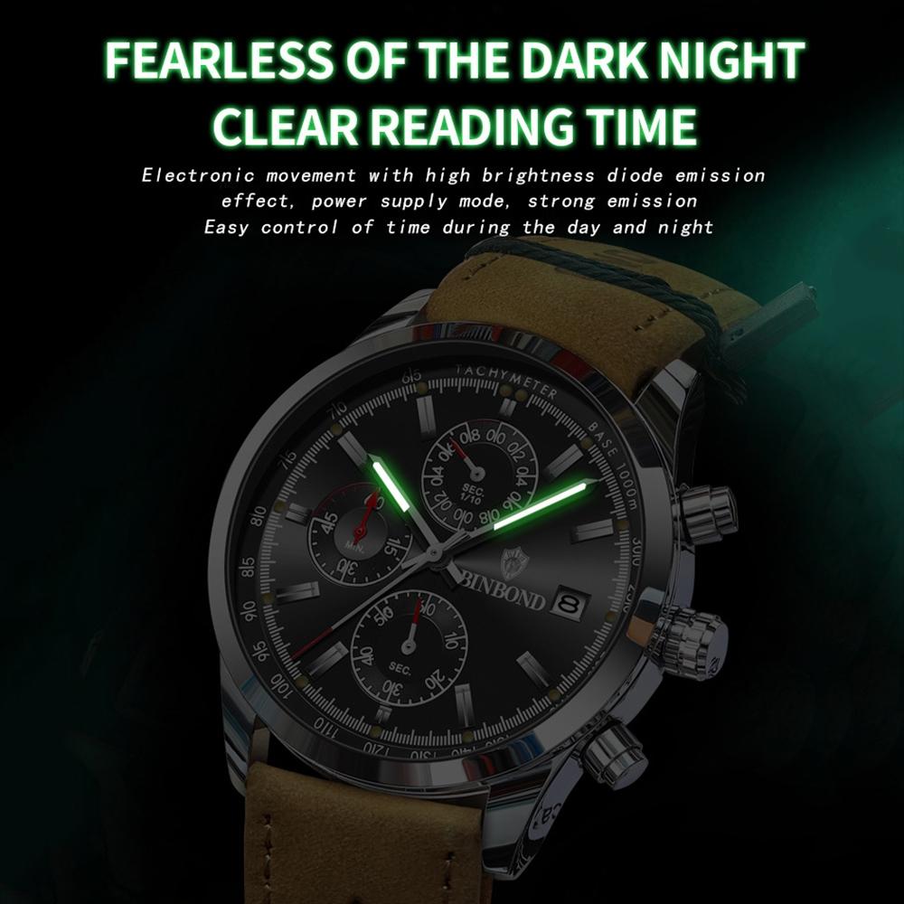Waterproof Luminous Quartz Watch - Multifunctional 30m - Inter-Gold-Black 5