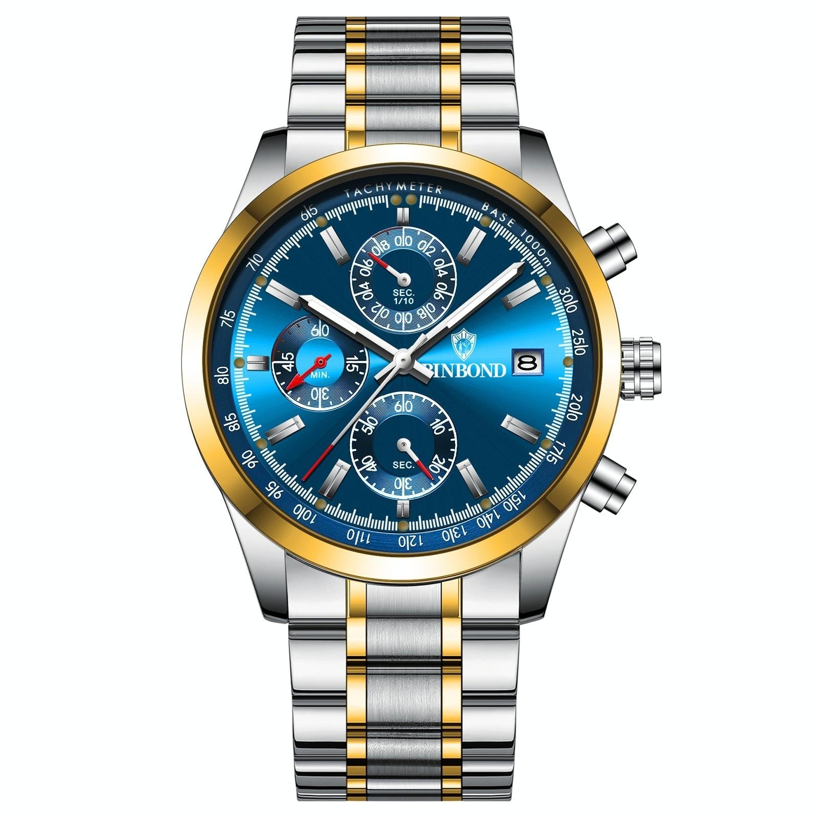 Waterproof Luminous Quartz Watch - Multifunctional 30m - Inter-Gold-Black 9