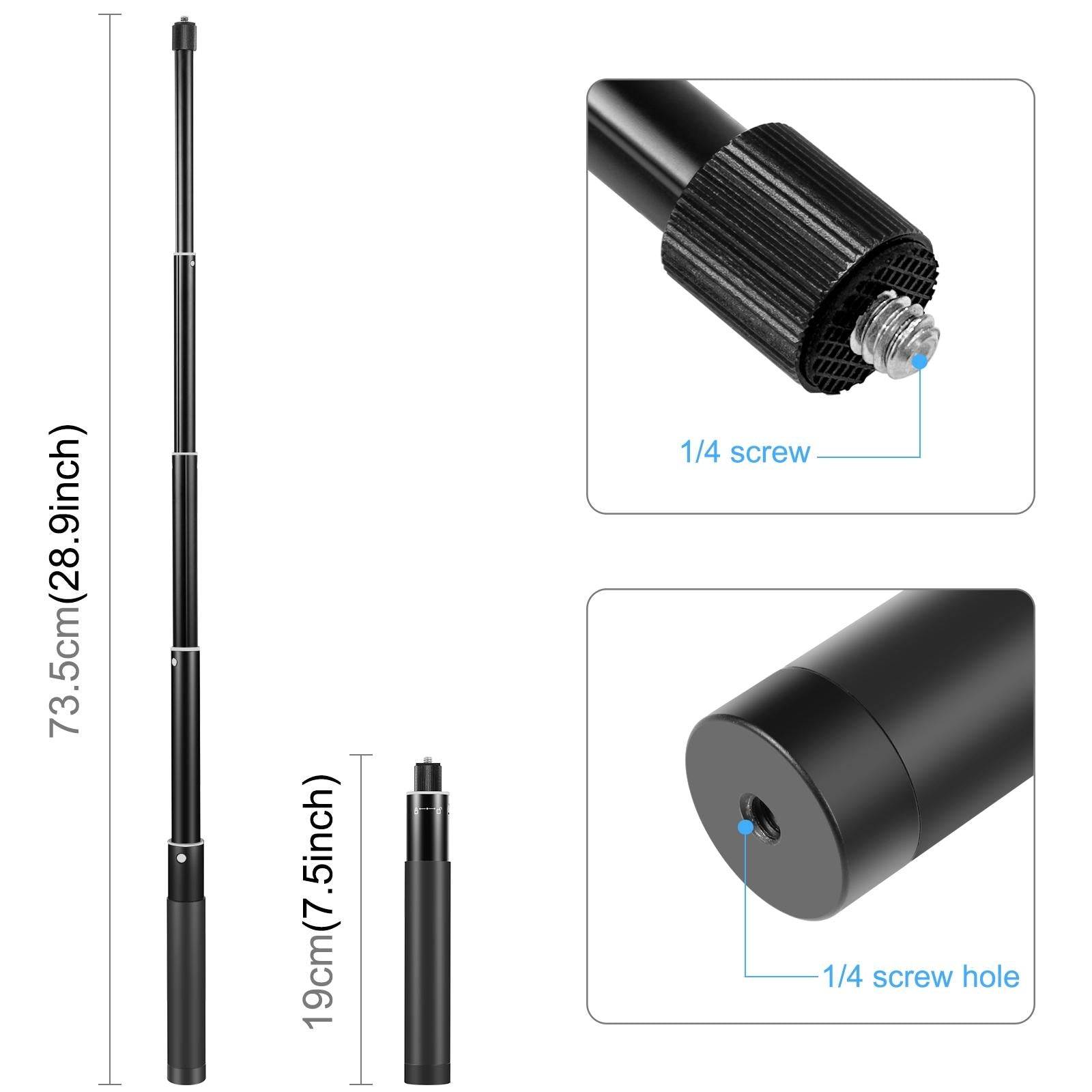 70cm Selfie Stick with Invisible Adapter for Insta360 one X2 / X3 4