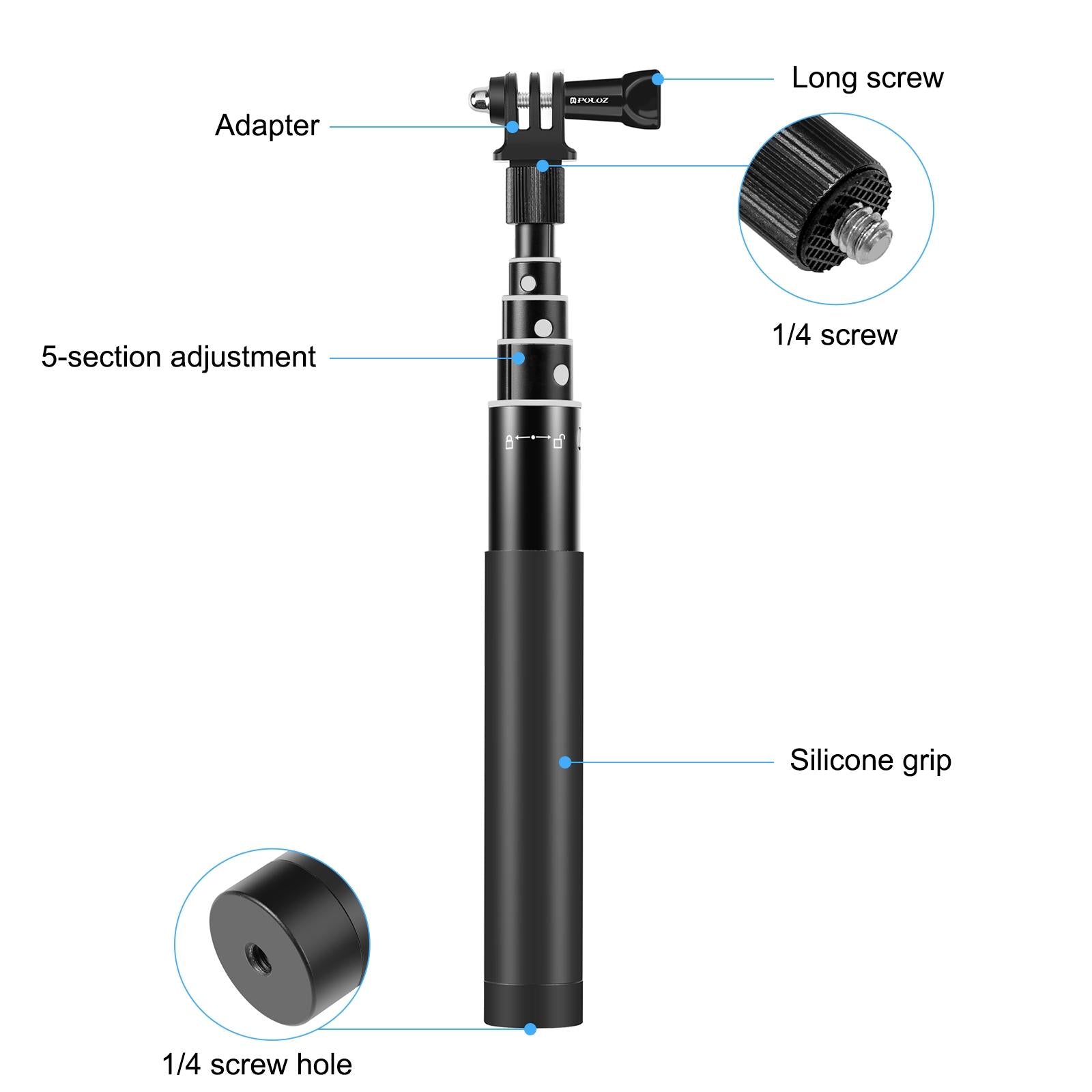 70cm Selfie Stick with Invisible Adapter for Insta360 one X2 / X3 5