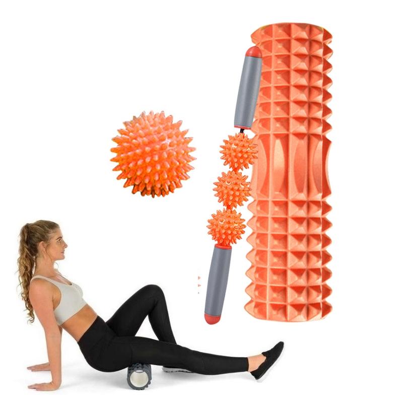 3-In-1 Eva Foam Roller Set 45Cm Length Orange