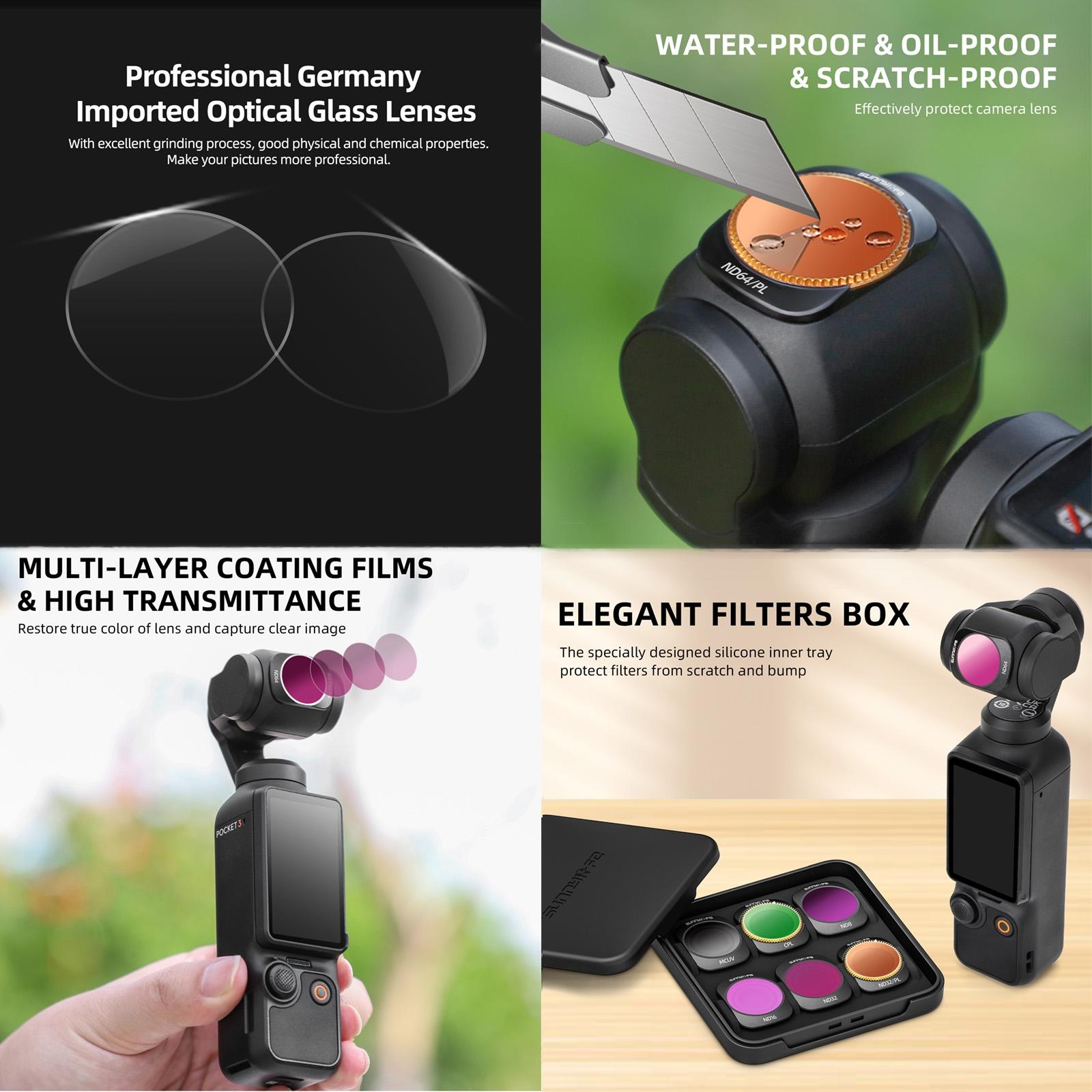Dji Pocket 3 Camera Lens Filter - 4 In 1 Nd8/16/32/64