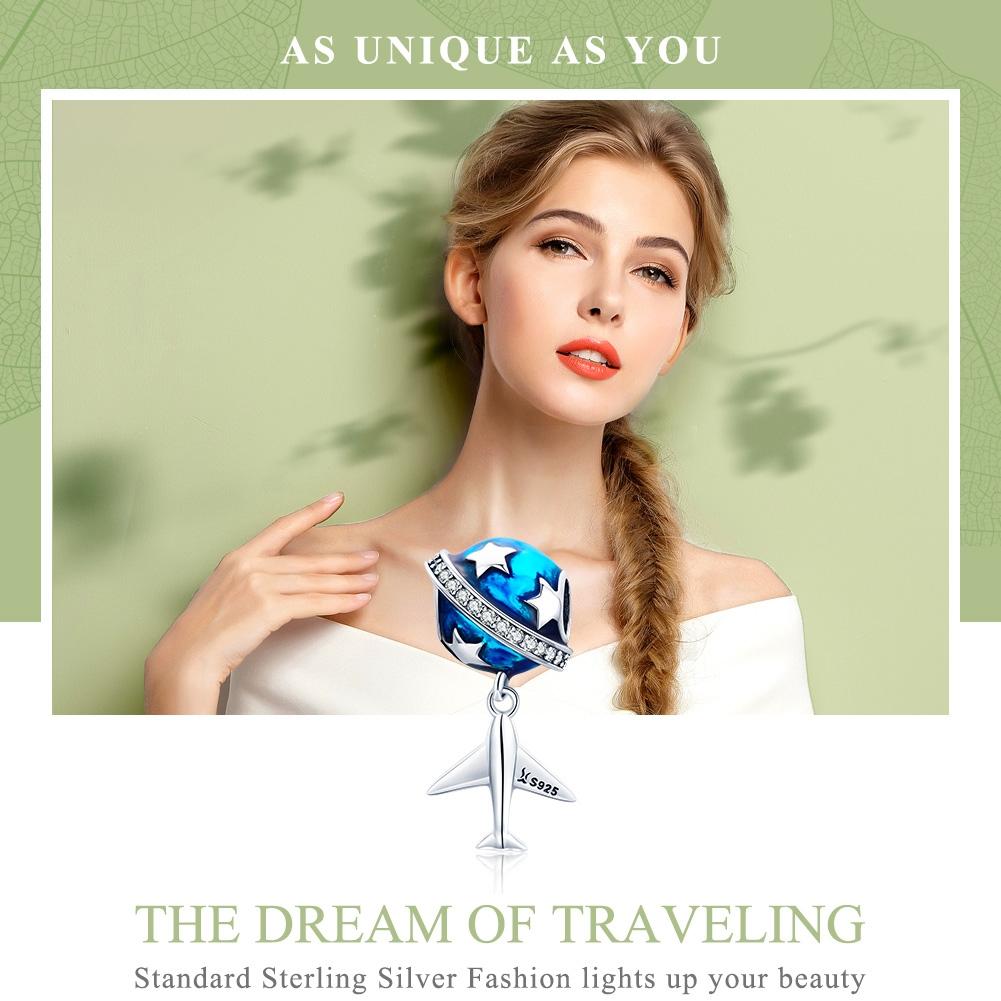 925 Sterling Silver Travel Dream Airplane Oil Drip Bead 4