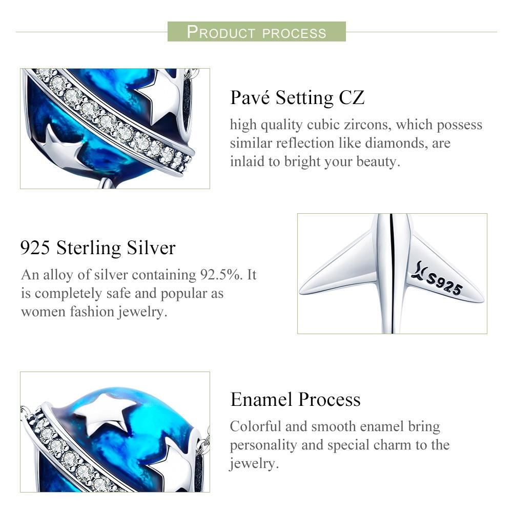 925 Sterling Silver Travel Dream Airplane Oil Drip Bead 5