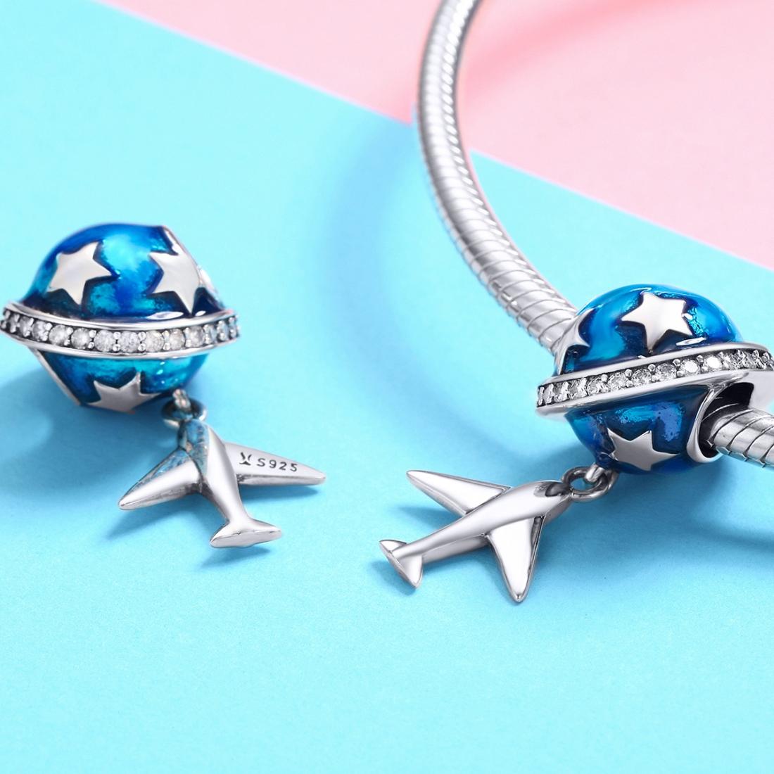 925 Sterling Silver Travel Dream Airplane Oil Drip Bead 6