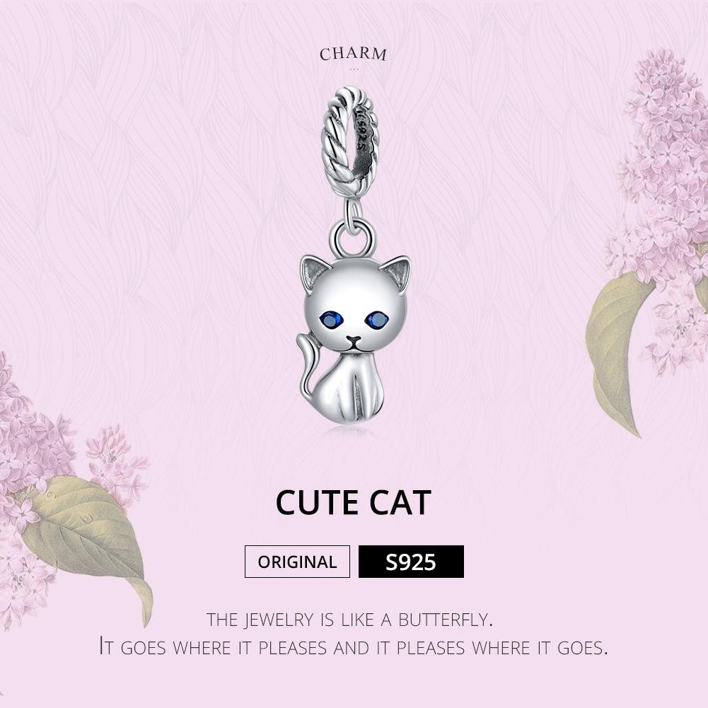 925 Sterling Silver Adorable Cat Pendant For Diy Bracelets & Necklaces 4