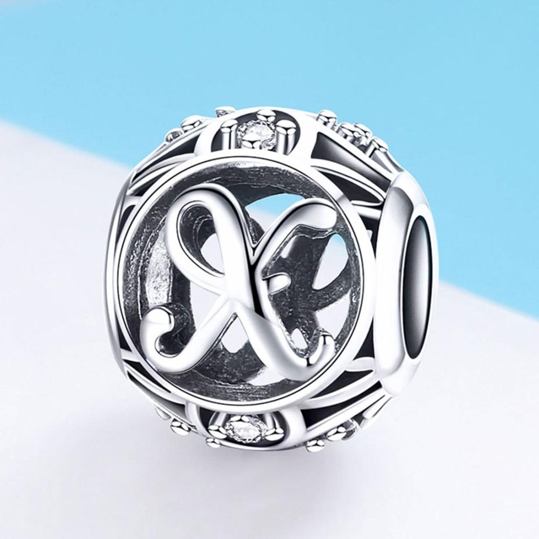 925 Sterling Silver 26 English Letter Beads For Diy Bracelets & Necklaces Style - X 3