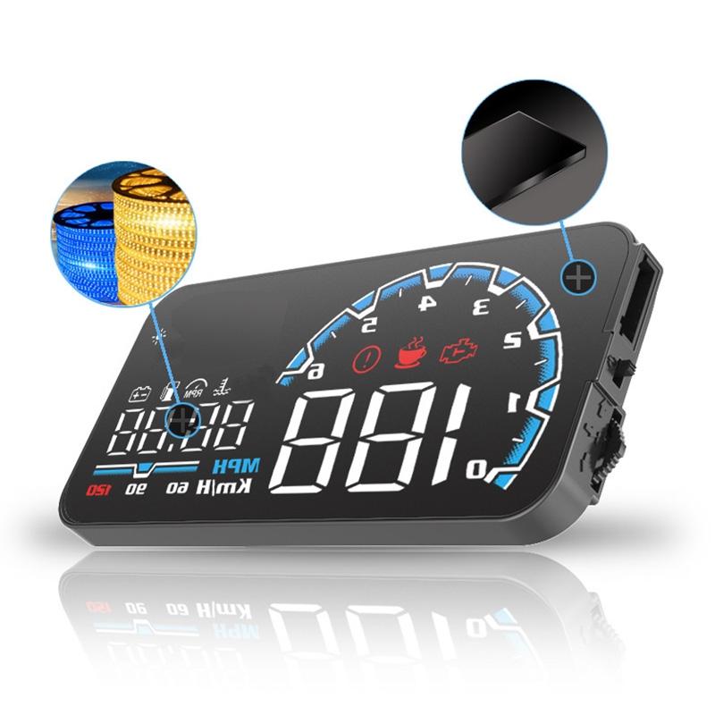 5 Inch Obd Hud Head Up Display For Car Engine Failure Water Temperature Voltage Alarm 3