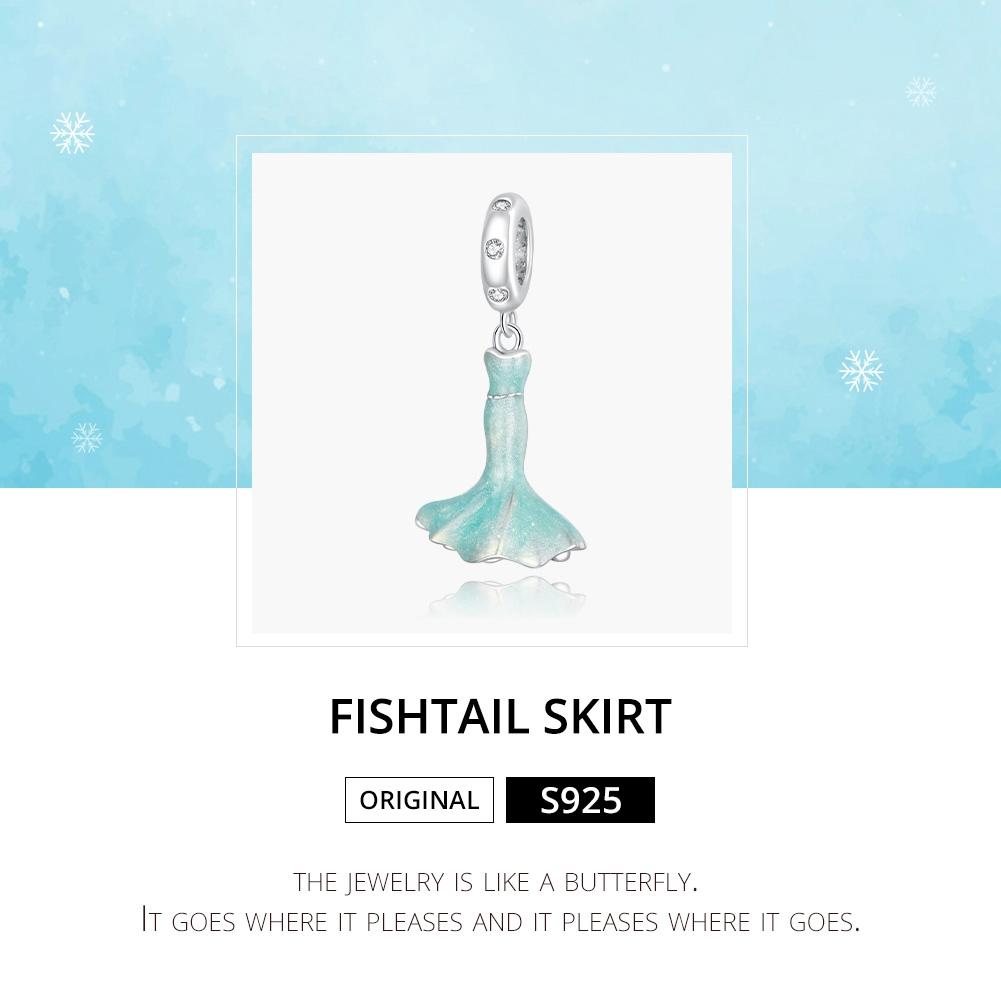 925 Sterling Silver Mermaid Skirt Pendant For Diy Bracelet Or Necklace 4