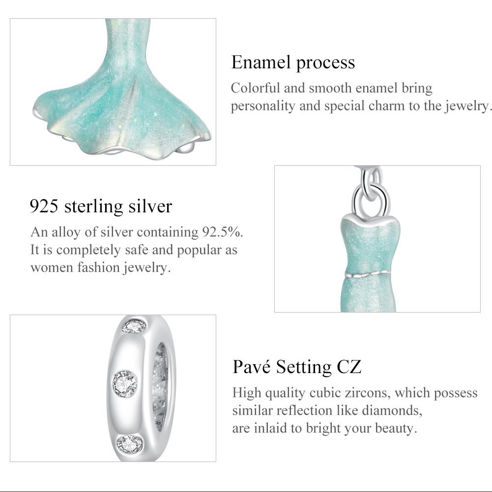 925 Sterling Silver Mermaid Skirt Pendant For Diy Bracelet Or Necklace 6