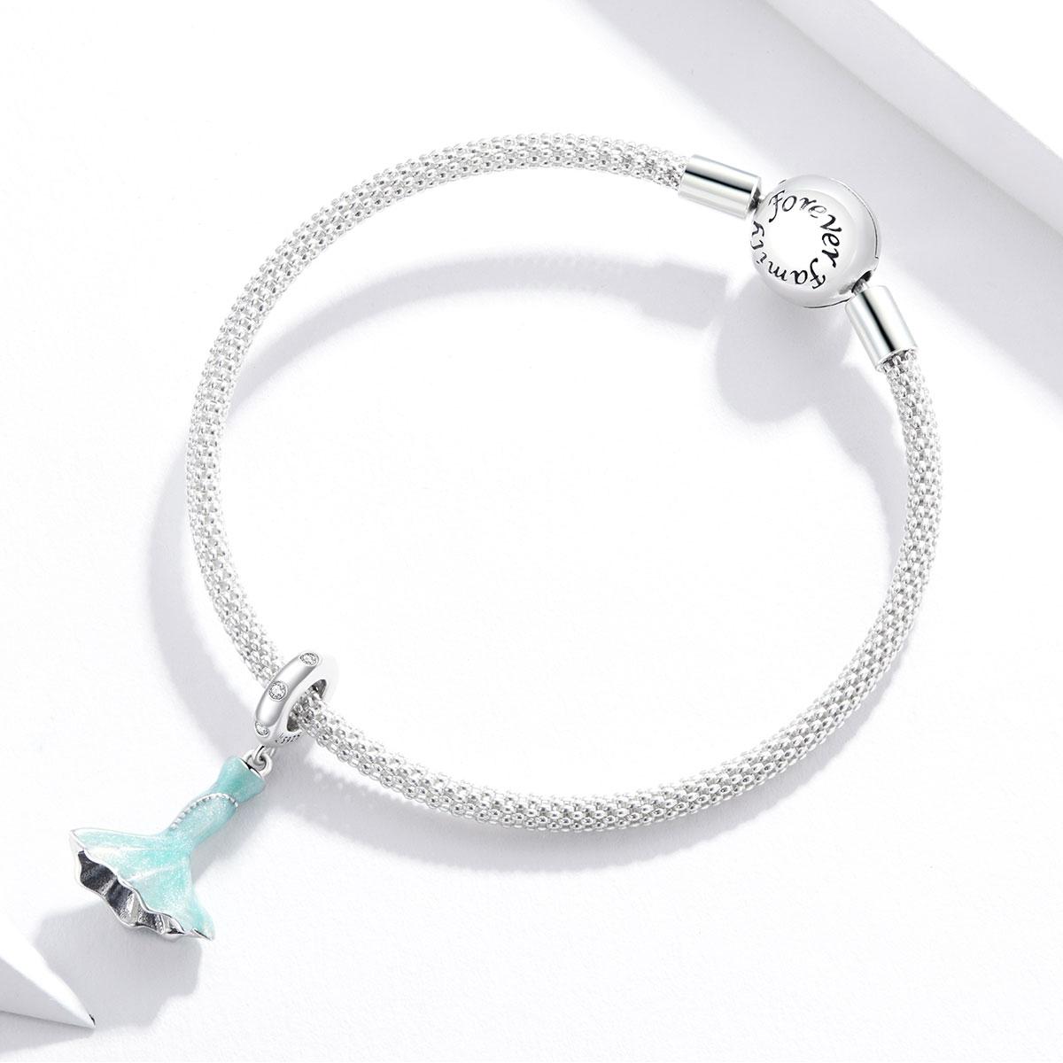 925 Sterling Silver Mermaid Skirt Pendant For Diy Bracelet Or Necklace 8