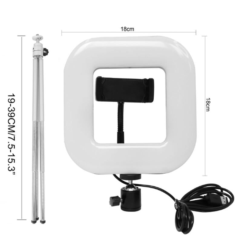 Dimmable Square Led Light with Tripod and Phone Holder 4