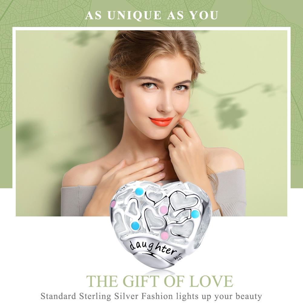 925 Sterling Silver Love Heart Beaded Bracelet Charms 3