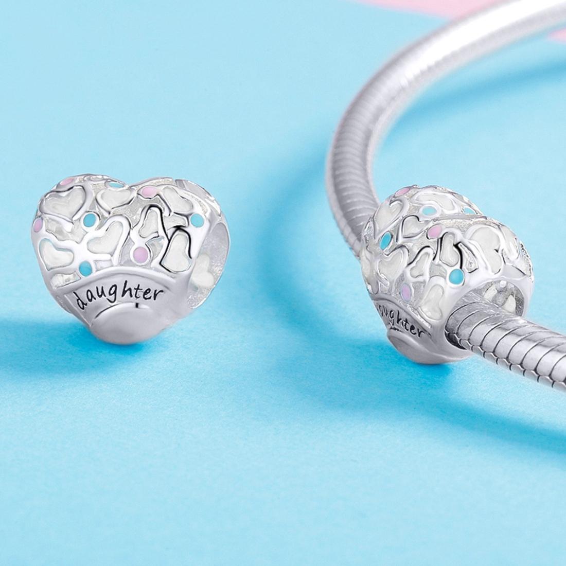 925 Sterling Silver Love Heart Beaded Bracelet Charms 4