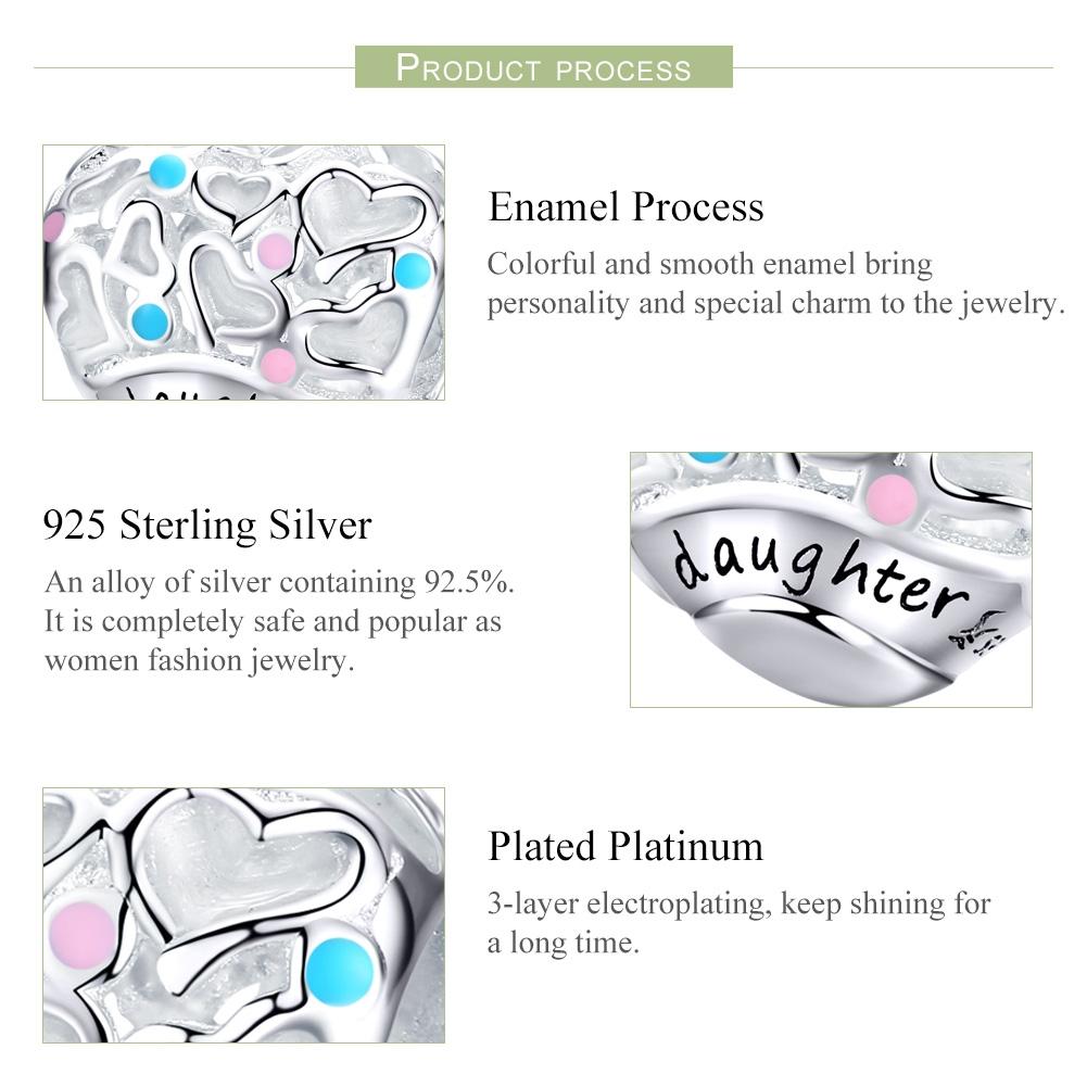 925 Sterling Silver Love Heart Beaded Bracelet Charms 6