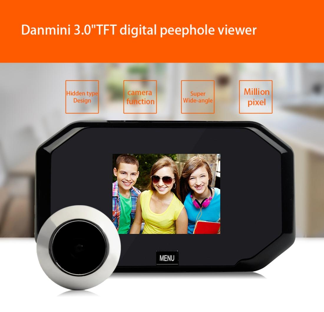 3 Screen 1.0Mp Security Camera With Door Peephole & Tf Card Support - Black 12