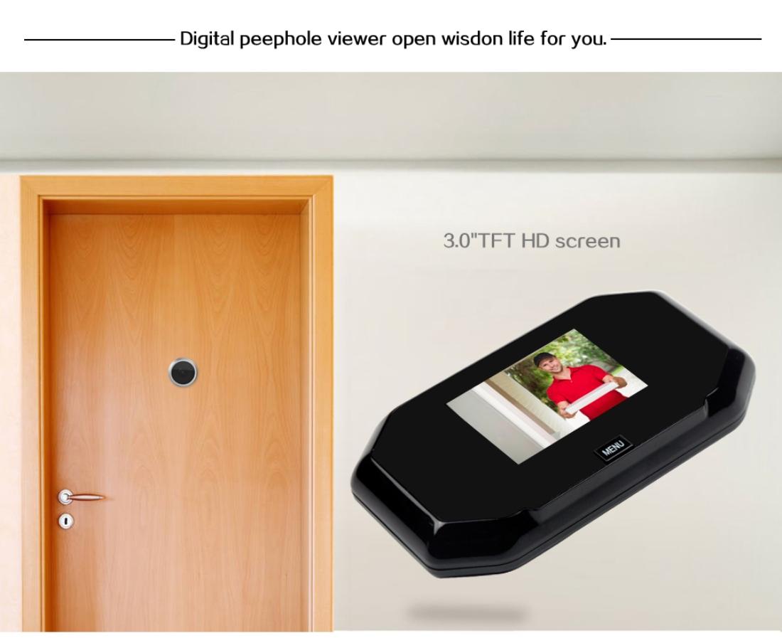 3 Screen 1.0Mp Security Camera With Door Peephole & Tf Card Support - Black 14