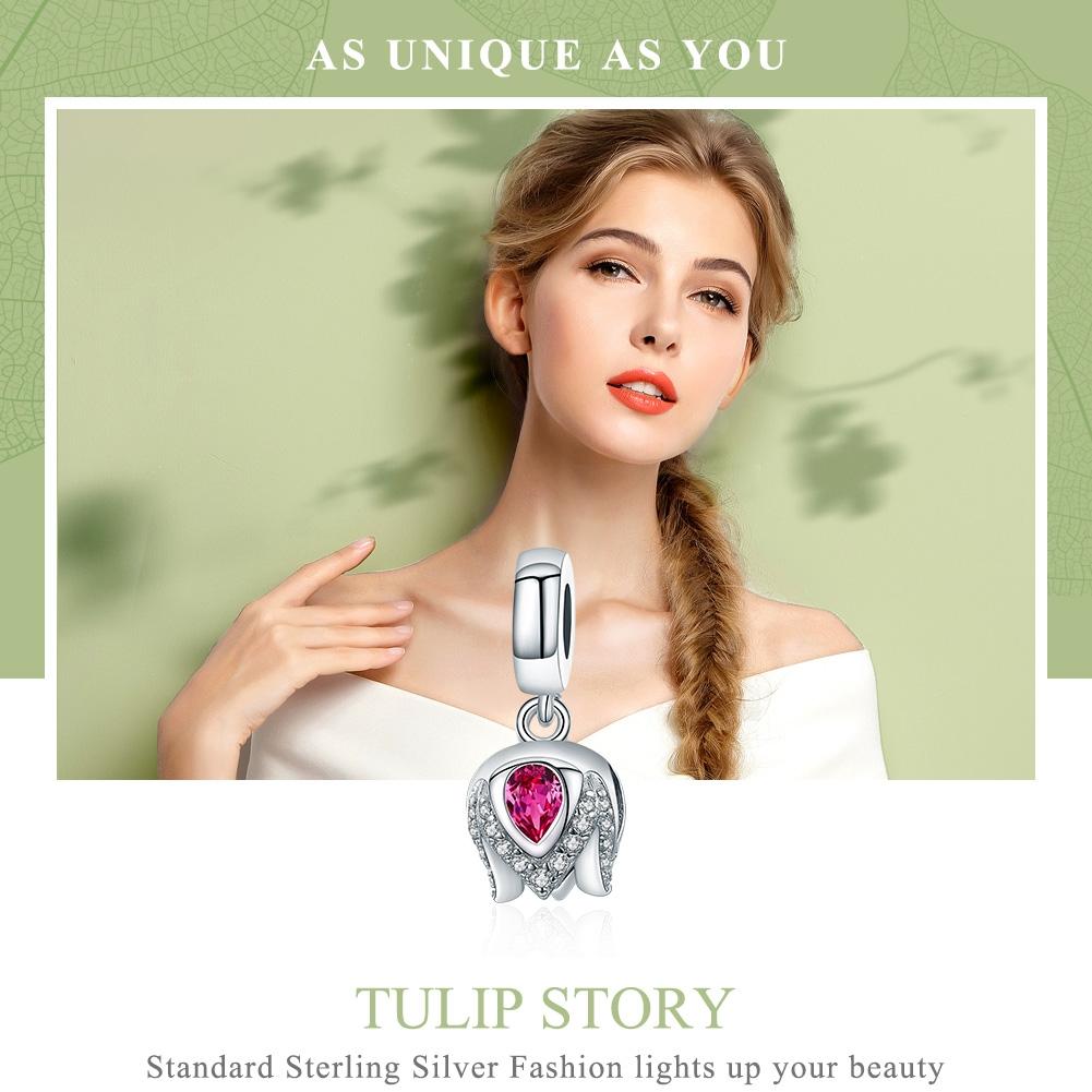 925 Sterling Silver Tulip Pendant For Diy Bracelets & Necklaces 8