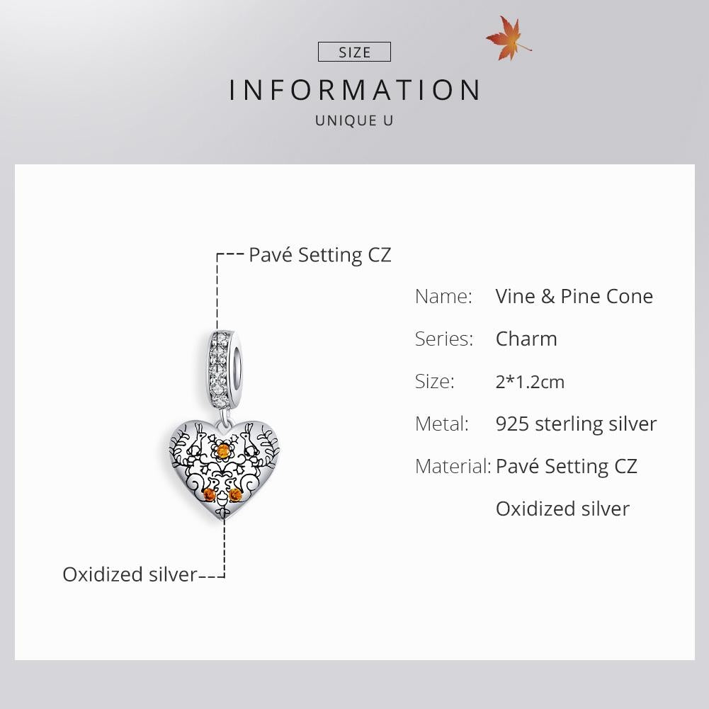 925 Sterling Silver Pine Cone Squirrel Pendant Diy Bracelet / Necklace 4